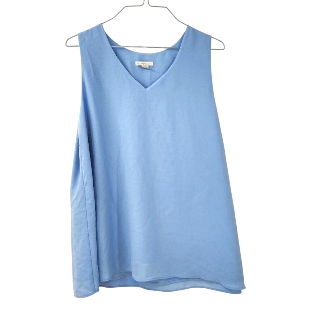 C’est 1946 Size Large L Sleeveless V‑Neck Blouse Sky‑Blue Casual Layering